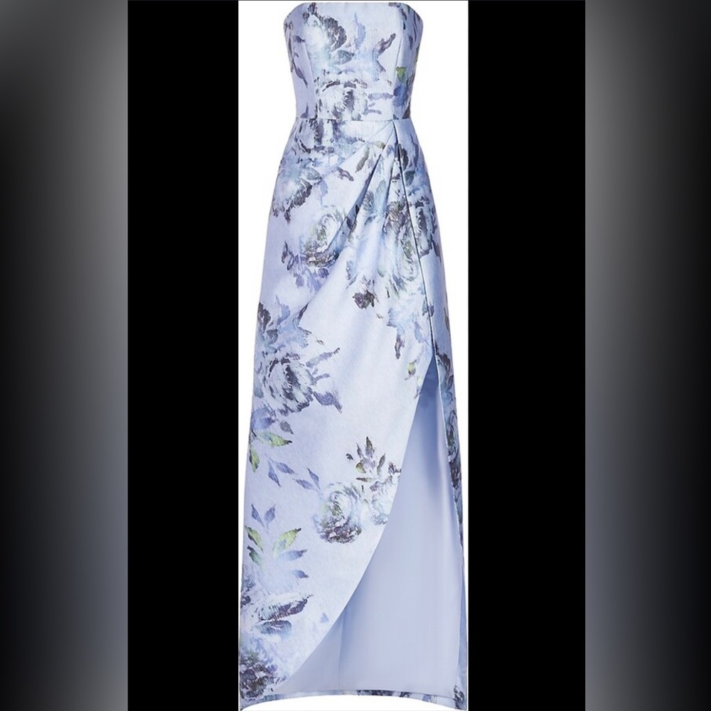 Kay Unger Chic Column gown bluebell multi strapless